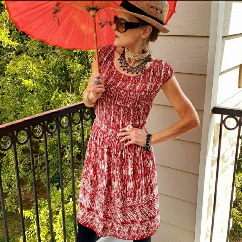 Max Studio Red/White Print Dress